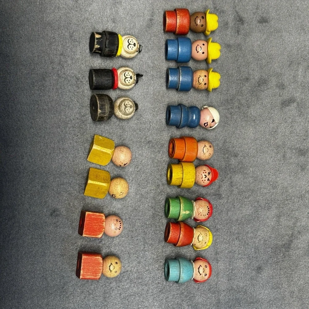 Lot of 16 Vintage Fisher Price Little People - Rare All Wood